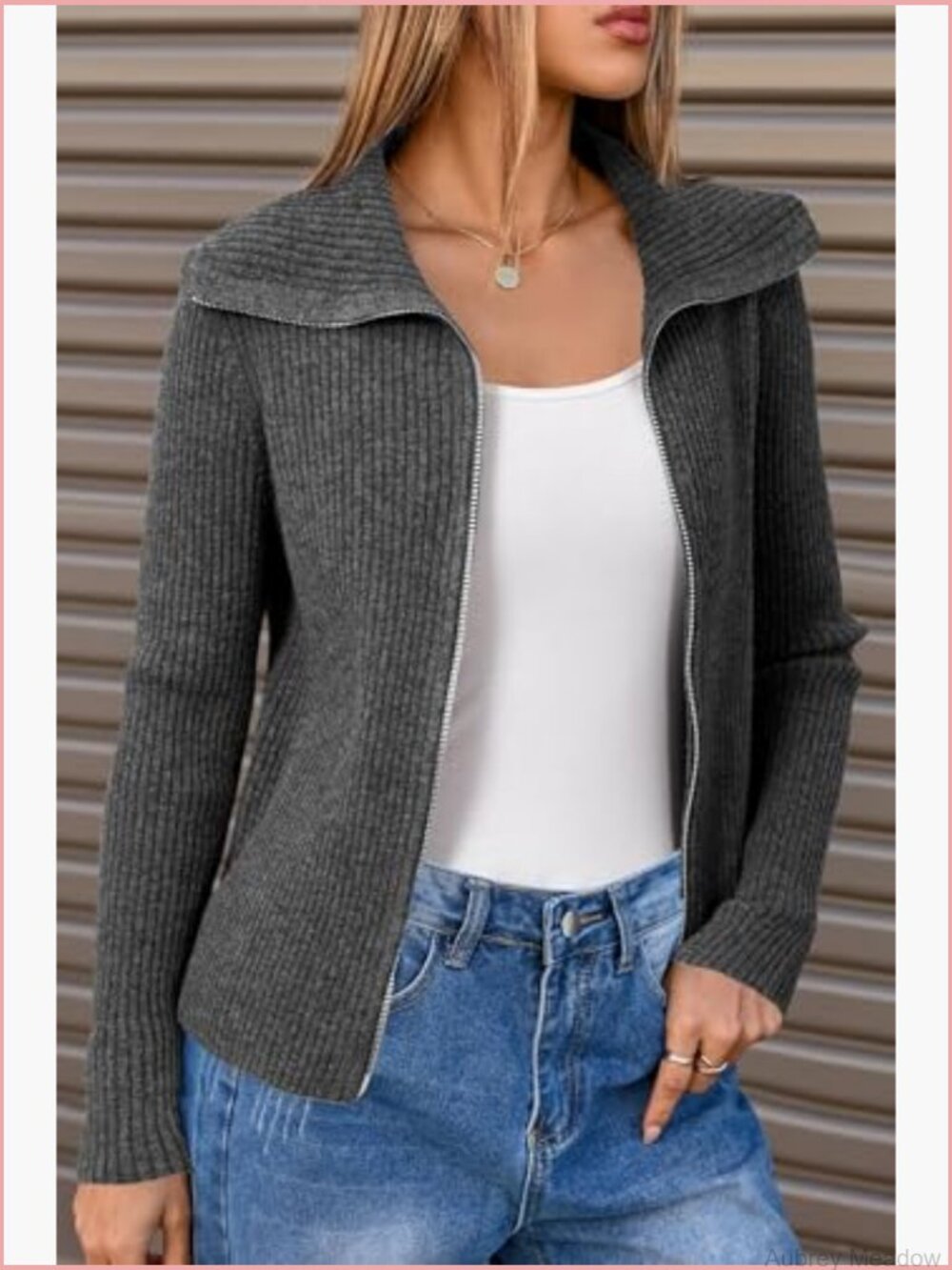 Zip Up Cardigan Sweater Wool Blend Slim Fit Long Sleeve - Picture 3 of 7
